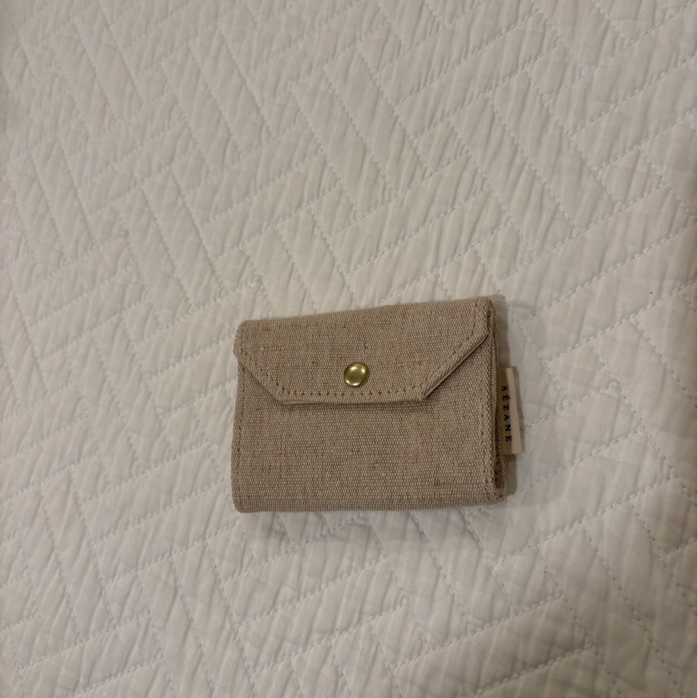 NWOT Sezane Beige Linen Coin Purse